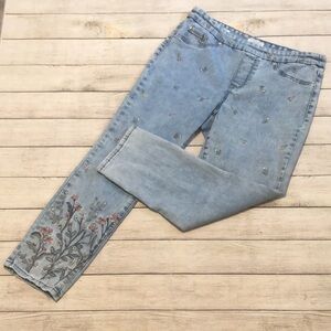 Tribal Jeans Light Blue Floral Embroidered Jeans